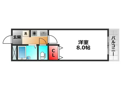 ラ・カーザフェリーチェ(1K/3階)の間取り写真