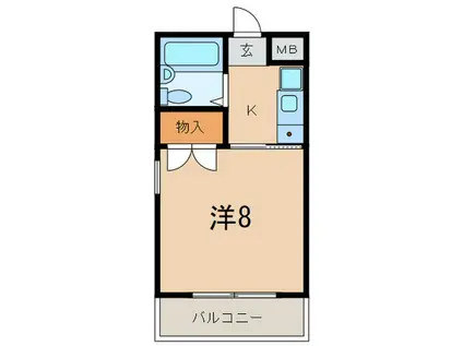 ヴィアン六甲(1K/2階)の間取り写真