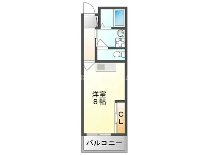 幸福ハイツ(ワンルーム/2階)の間取り写真