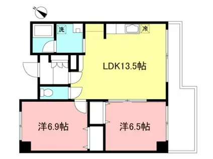 テラス岸谷公園(2LDK/1階)の間取り写真