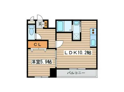 ベルグ凌雲(1LDK/4階)の間取り写真