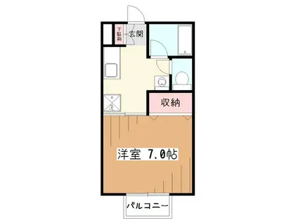 ヴェルファーレ中央(1K/1階)の間取り写真