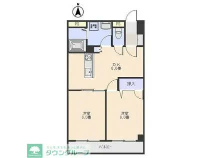 ホリビル大手町(2DK/4階)の間取り写真