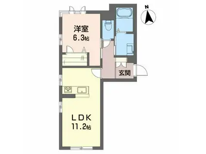 ベレオ サンセイ(1LDK/1階)の間取り写真