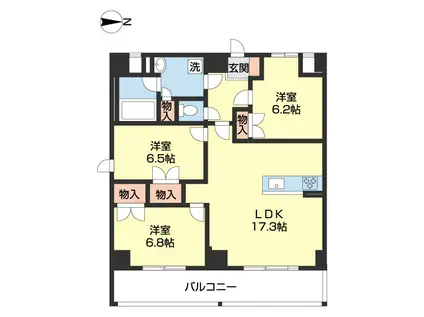 HIRATA サウス(3LDK/6階)の間取り写真