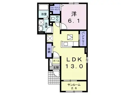 ベルヒルズ I(1LDK/1階)の間取り写真