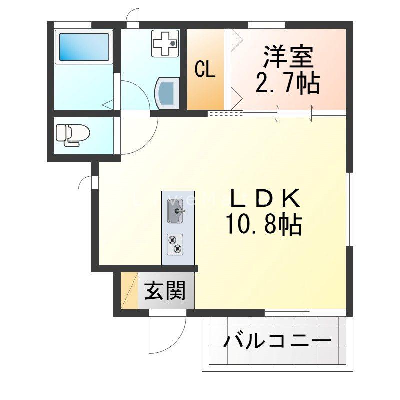 アリビア太寺(1LDK/1階)の間取り写真