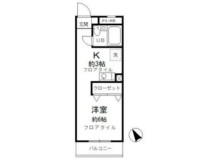 昭島コートエレガンスA(1K/2階)の間取り写真