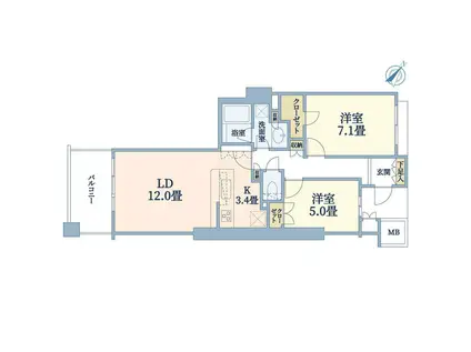 ヨコハマタワーリングスクエア ウエスト棟(2LDK/5階)の間取り写真