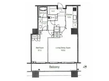 白金タワー・タワー棟(1LDK/31階)の間取り写真