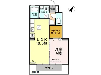 シャルマン(1LDK/1階)の間取り写真