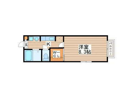 コンフォート詩音(1K/2階)の間取り写真