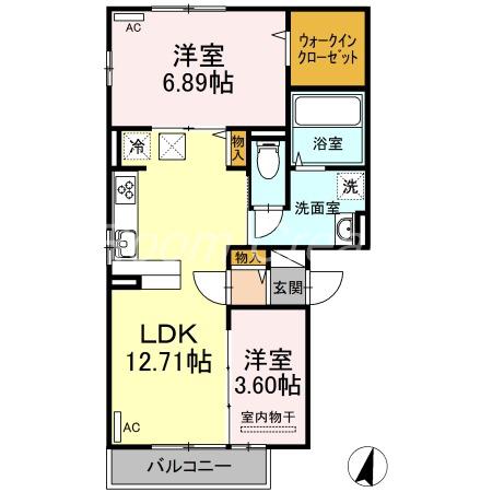 サンライズ蔵本II(2LDK/3階)の間取り写真