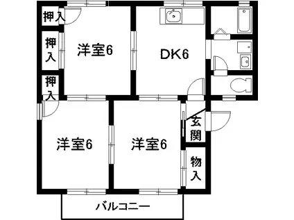 セジュール小林(3DK/2階)の間取り写真