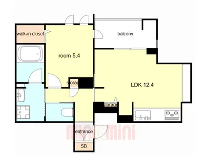 BLOOMIII(1LDK/2階)の間取り写真