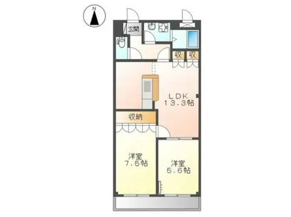 ウイングヒルズながしの一番館(2LDK/3階)の間取り写真