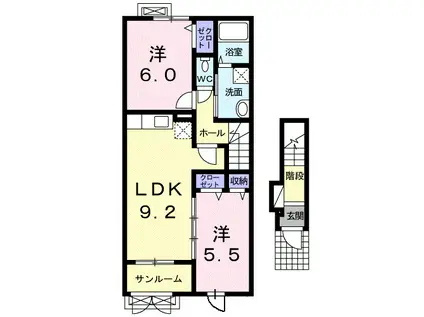 ラポール(2LDK/2階)の間取り写真