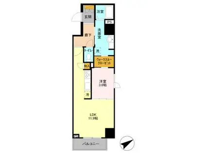 AKレジデンス本八幡(1LDK/4階)の間取り写真