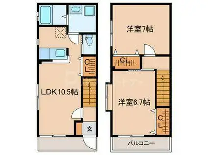 プラムガーデンE(2LDK/1階)の間取り写真