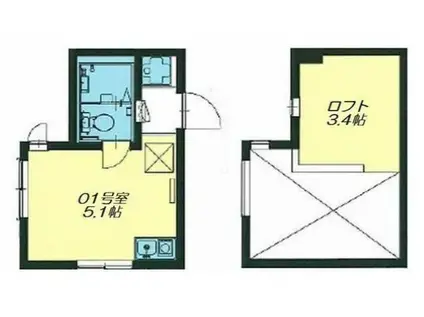 アルファ生田2号棟(ワンルーム/1階)の間取り写真