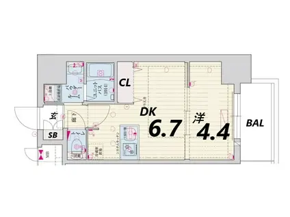 ファステート尼崎クロノス(1DK/3階)の間取り写真