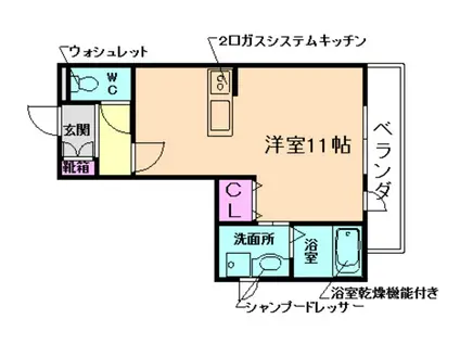 クレール鉢塚(ワンルーム/3階)の間取り写真