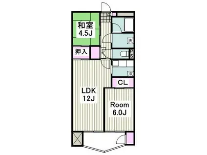 横浜ハイタウン 1号棟(1LDK/6階)の間取り写真