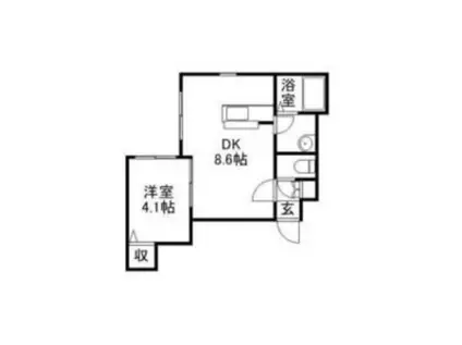 パレスニーノ南平岸(1DK/4階)の間取り写真