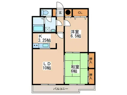 サンライト西岡I(2LDK/4階)の間取り写真