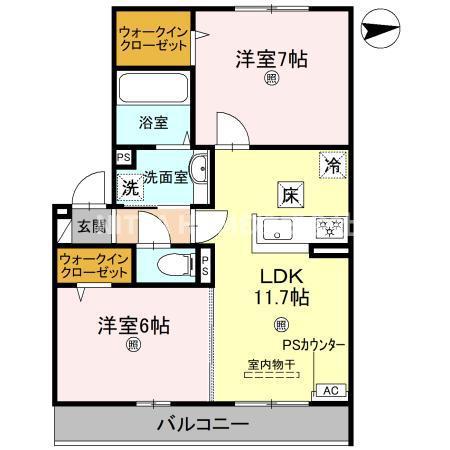 SINCERITE(2LDK/1階)の間取り写真