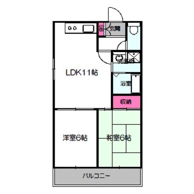タウンコート鎮西(2LDK/2階)の間取り写真