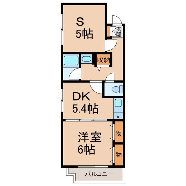シャルマンフジ中之島弐番館(1SDK/1階)の間取り写真