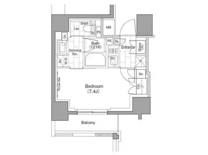 ザ・パークハビオ浅草駒形(1K/5階)の間取り写真