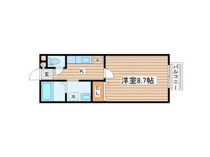 ヴィルボナール(1K/1階)の間取り写真