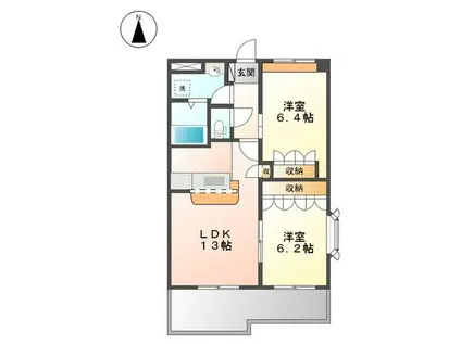 グランディール(2LDK/2階)の間取り写真