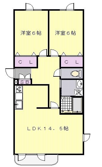 グランドミラージュV(2LDK/3階)の間取り写真
