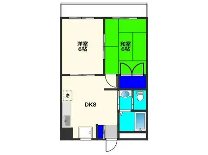 ドミールトウセン(2DK/2階)の間取り写真