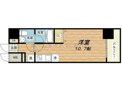 グランド上町(ワンルーム/2階)の間取り写真