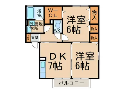 メゾンプラム(2DK/1階)の間取り写真