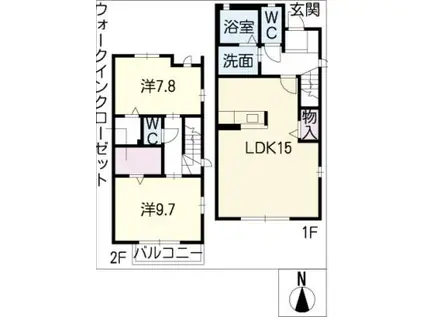 ベルステージ(2LDK/2階)の間取り写真