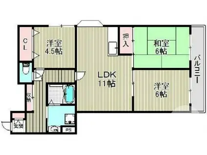 DWELL三国(3LDK/2階)の間取り写真