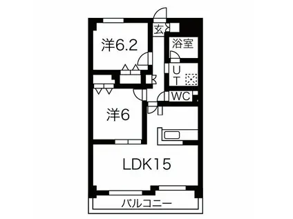 BERCER(2LDK/3階)の間取り写真