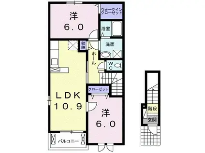 サニーコート B(2LDK/2階)の間取り写真