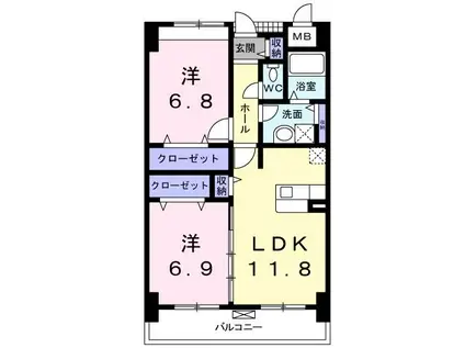 エアリス(2LDK/5階)の間取り写真