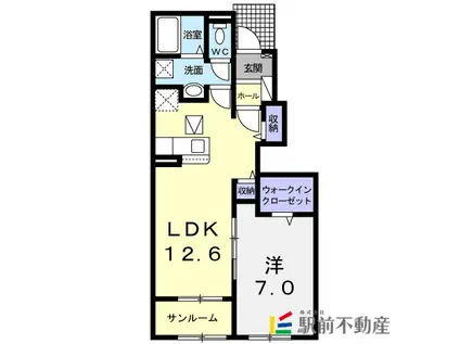 ジプソフィル(1LDK/1階)の間取り写真