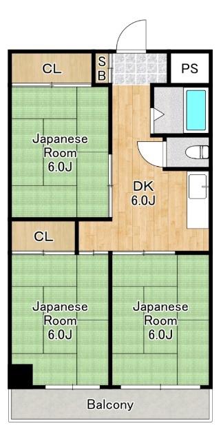ハイグレード泉尾(3DK/7階)の間取り写真