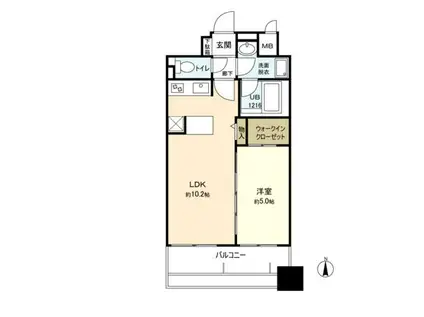 MFPRコート晩翠通(1LDK/10階)の間取り写真