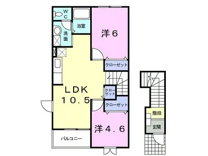 ノヴェル B(2LDK/2階)の間取り写真