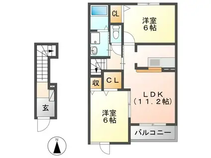 レクサス共栄D(2LDK/2階)の間取り写真