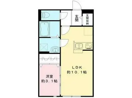 Gソレーユ(1LDK/1階)の間取り写真